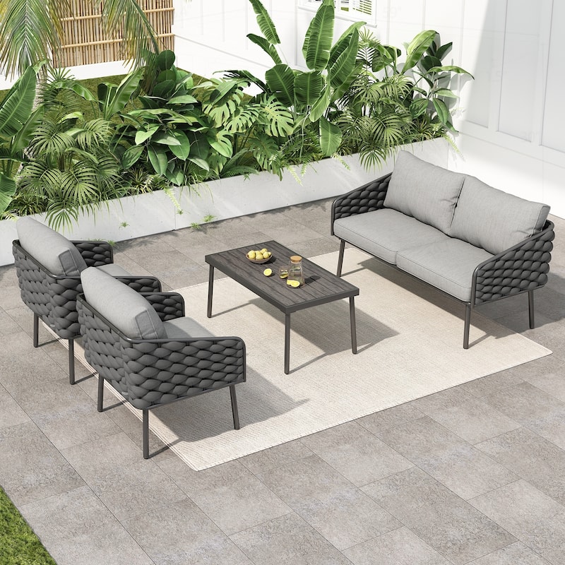 Outdoor Metal Patio Furniture Set for Stylish Relaxation - Grey