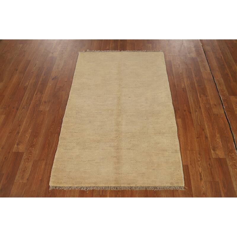 Gabbeh Oriental Foyer Rug Hand-Knotted Solid Wool Carpet - 2'9"x 4'1"