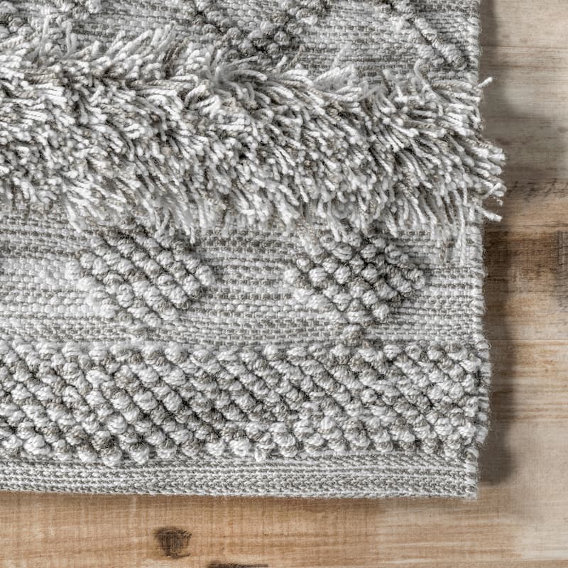 Nuloom Grey Southwestern Raised Tribal Band Area Rug