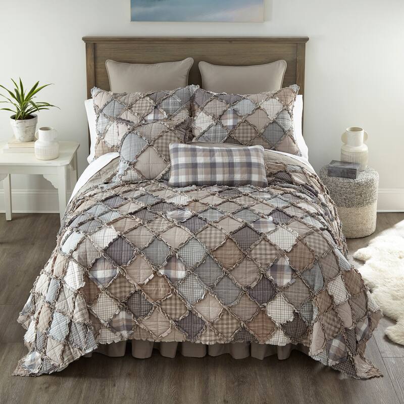 Donna Sharp's Smoky Mountain Quilt Set - Taupe/Ivory - King