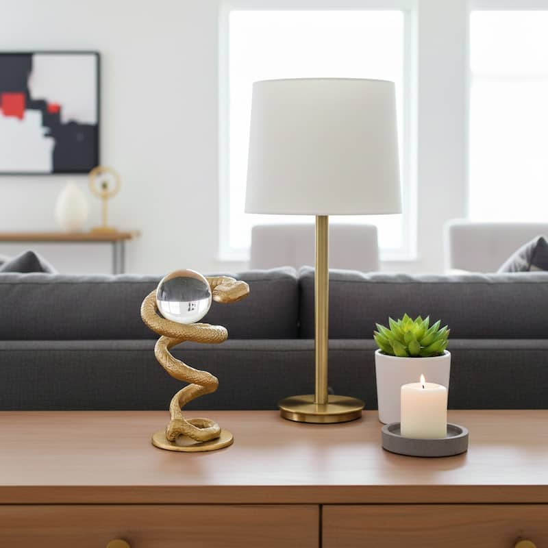 Modern Fake Snake Figurine Sculpture - 7", Gold & Metallic - 7.0"