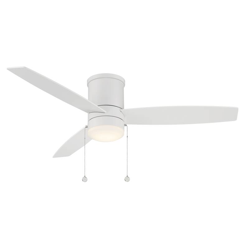 Atlantis Indoor/Outdoor 3-Blade FlushMount Fan 52in w/3000K Light Kit - 52 Inches - Matte White