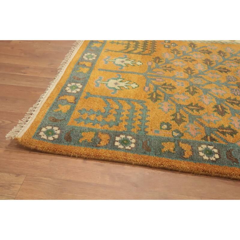 Hand-knotted Traditional Wool Orange Geometric Oriental Area Rug - 9' 8'' X 7' 11''