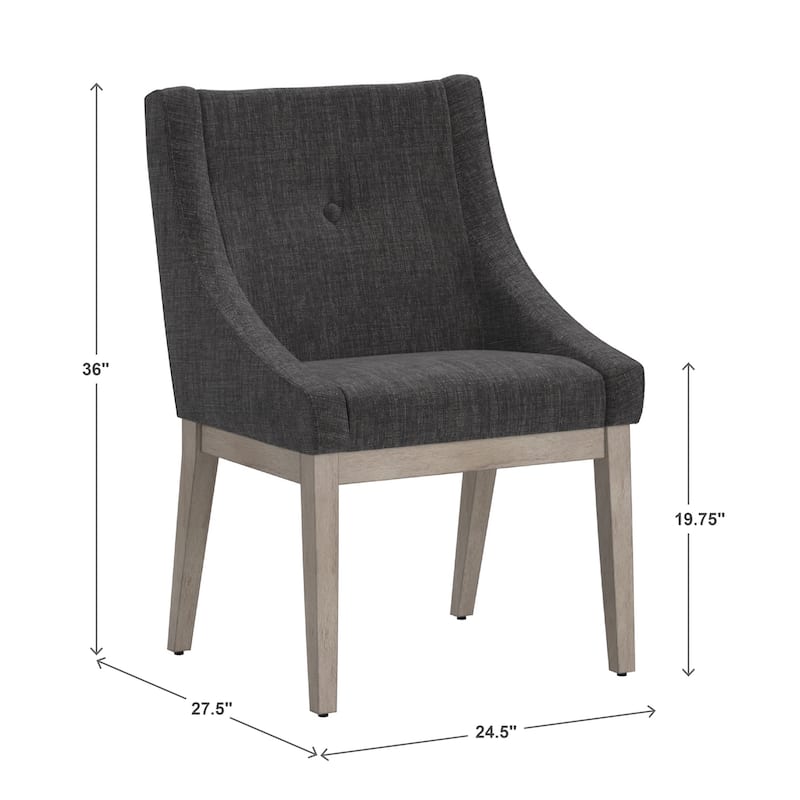 Voyager Button Tufted Slope Arm Linen Dining Chair (Set of 2) by iNSPIRE Q Artisan