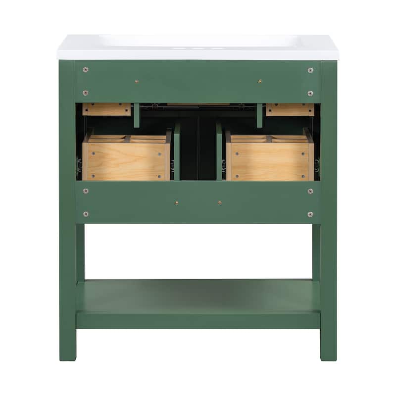 MDF Bathroom Vanity with Free Standing Single Vanity Set with 5 Drawers - 30" x 18" x 33"