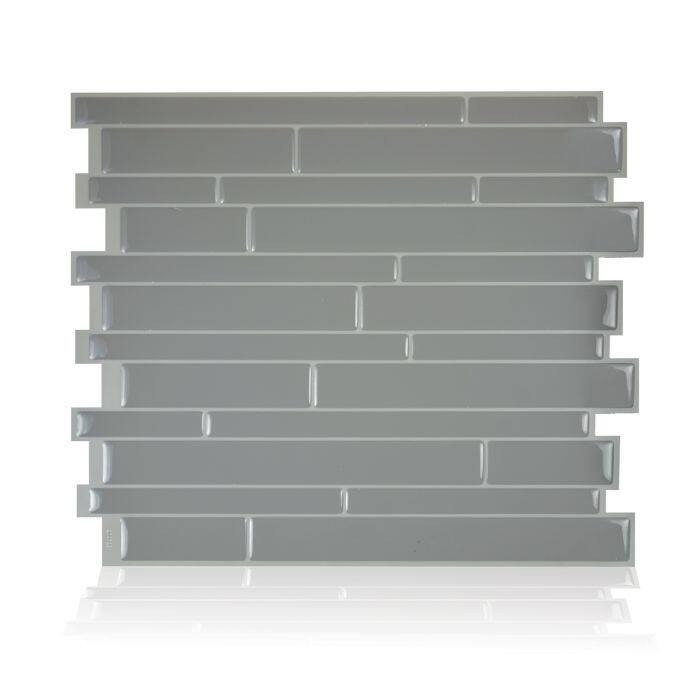 Smart Tiles Self Adhesive Wall Tiles - Milano Platino - 4 Sheets of 11.55" x 9.63" Kitchen and Bathroom Stick on Tiles