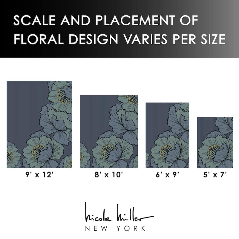 NICOLE MILLER NEW YORK Flora Grandeur Bloom Handcrafted Wool Area Rug