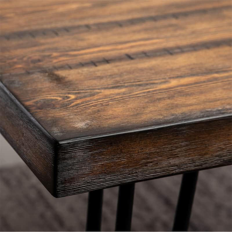 Industrial Metal Hairpin Design Dining Table, Rustic Dark Pine