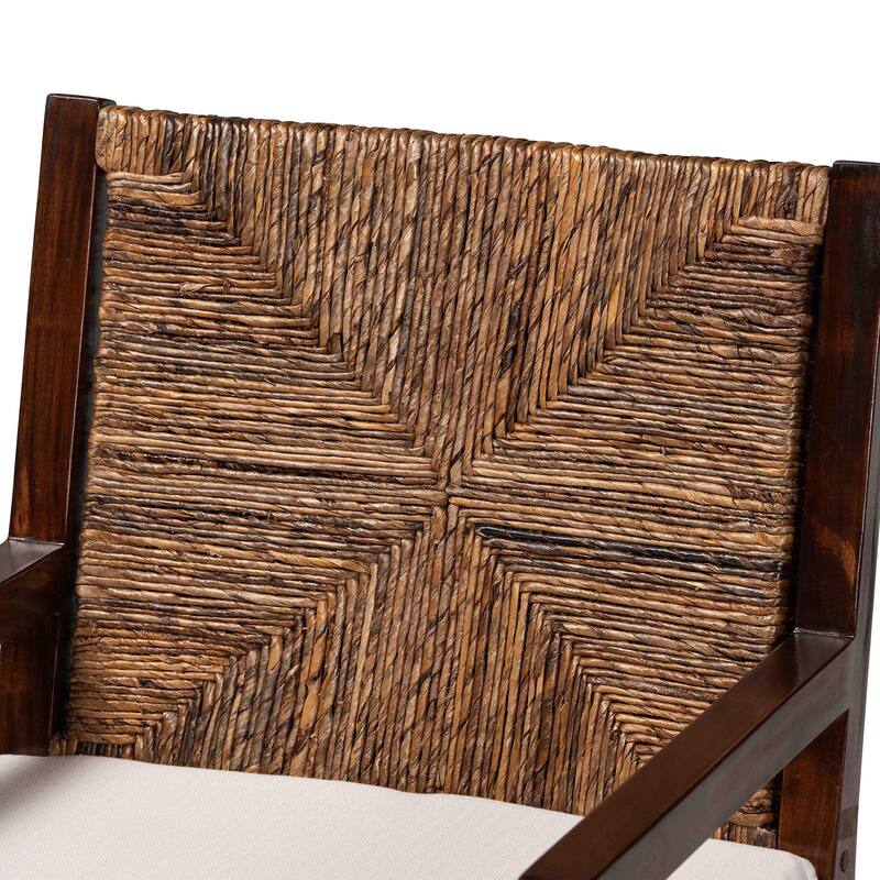 Cordoba Bohemian Natural Seagrass and Mahogany Wood 2-Piece Dining Chair