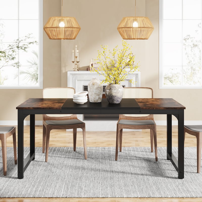 63" Industrial Dining Table for 4-6, Kitchen Table for Dinning Room - 63" L x 31.5" W x 29.53" H