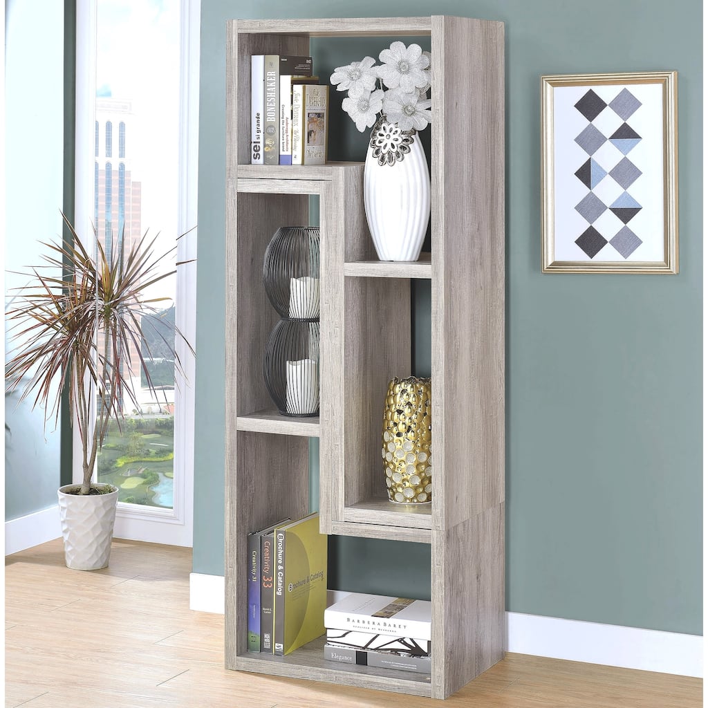 Modern Multifunctional Design Display Grey Driftwoood Bookcase Tv Console
