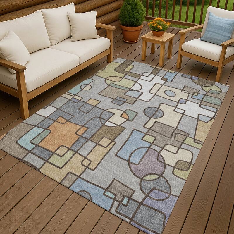 Machine Washable Indoor/ Outdoor Contemporary Prenner Chantille Rug