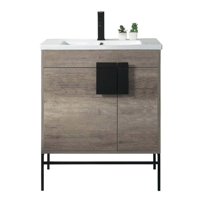 Modern Bathroom Vanity Set, Vireous China Sink Top 30"