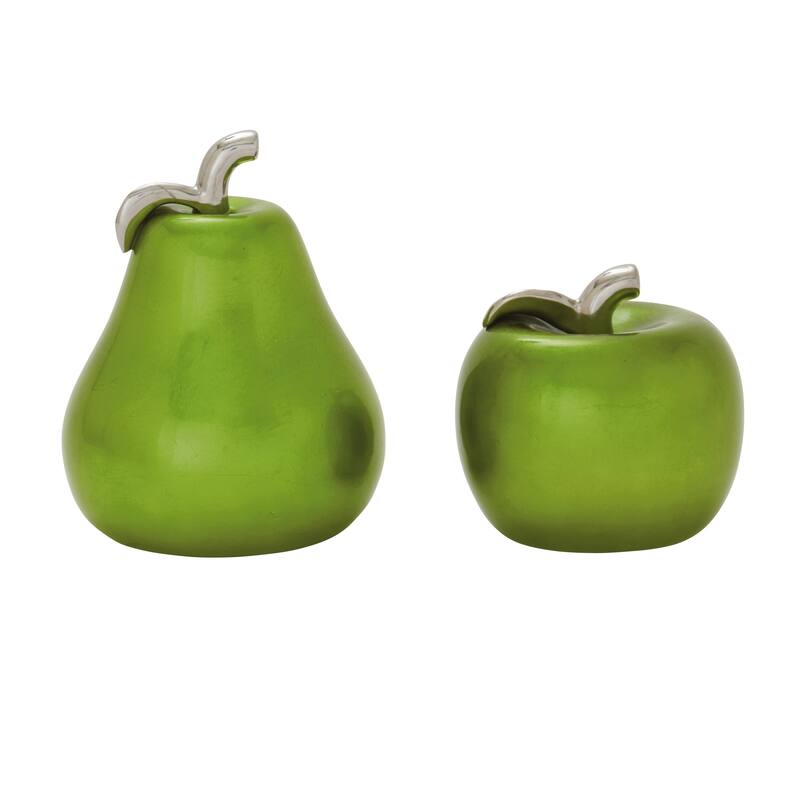 Copper Grove Kitty Red Ceramic Pear and Apple (Set of 2)