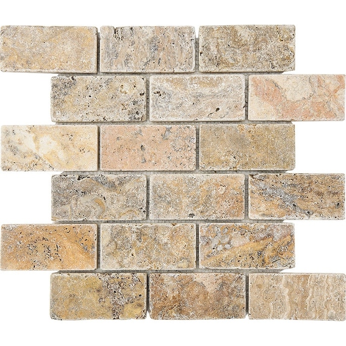 Rustic Desert Travertine 2" x 4" Tumbled Mosaic Tile