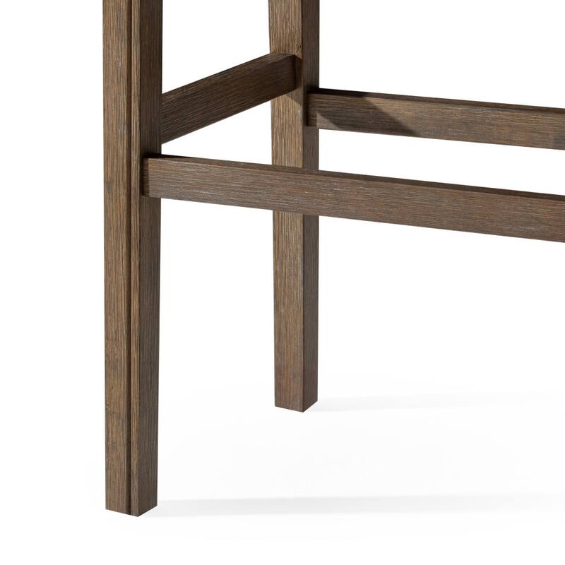 HomeRoots 31" Brown Faux Leather and Solid Wood Backless Bar Height Bar Chair