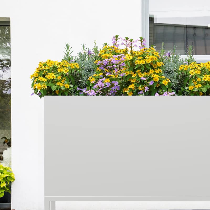 Metal Movable Planter Box with Trellis Privacy Screen Planter Box with Lockable Wheels