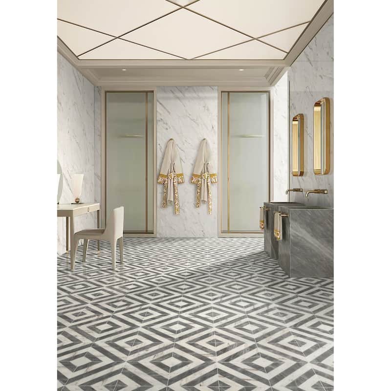 12"×12" Waterjet Polished Natural Stone Marble Tiles for Floor and Wall, 1 Box 8 PCS
