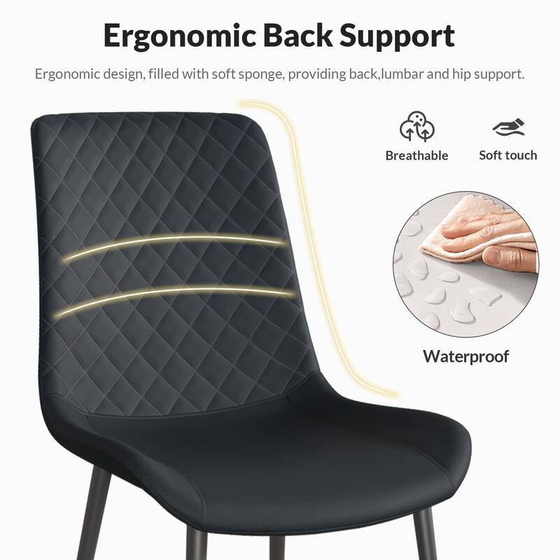 Black PU Leather Dining Chair Set of 4 with Metal Legs