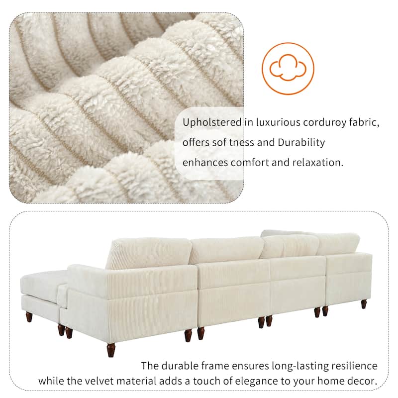 97.2" L-Shaped Modular Sectional Sofa with Ottoman (6-Seater)