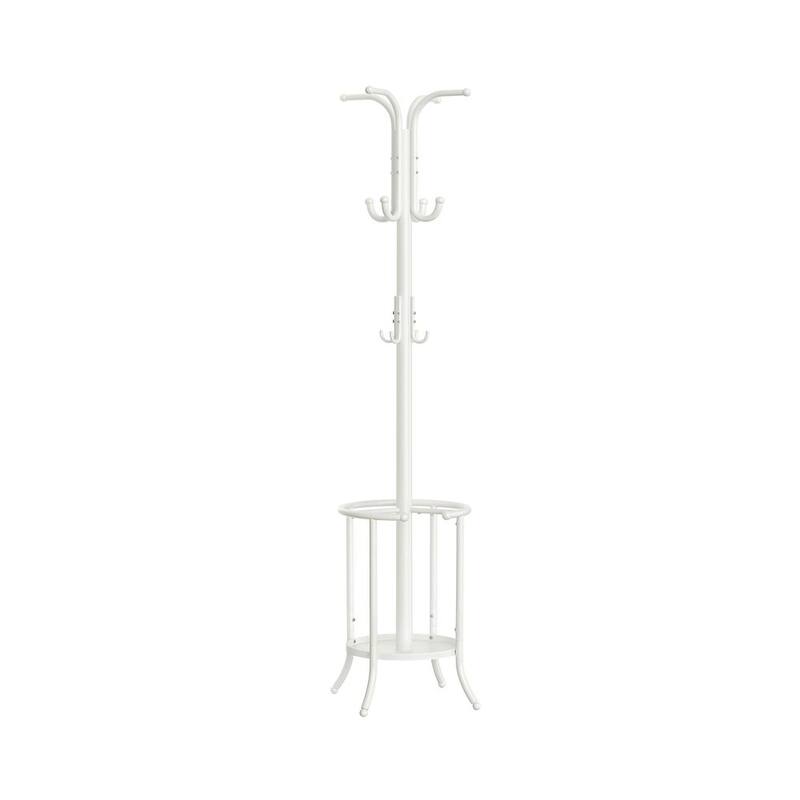 Modern Tall Freestanding Coat Rack with Metal Frame and Umbrella Holder for Home and Office - 15.7"D x 15.7"W x 68.9"H