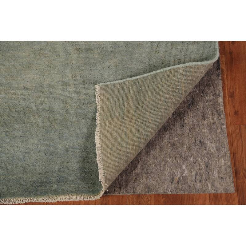 Gabbeh Modern Rug Hand-Knotted Green Wool Carpet - 4'0" x 5'10"