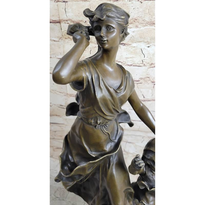 Young Mother Child Bronze Statue Sculpture Vintage Style Decor By Moreau