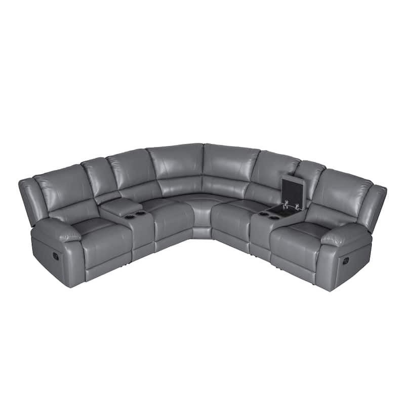 108" W Modern Contemporary Faux Leather 7 Piece Sectional Recliners