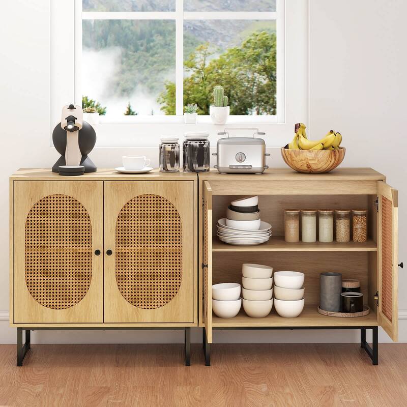 Costway Buffet Cabinet with 2 Doors Adjustable Shelf Metal Legs Accent - See Details