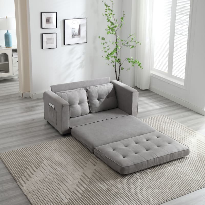3 Fold Velvet Sofa,Convertible Sleeper Sofabed with Pull Out Couch Bed