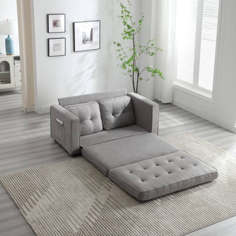Fold Sofa, Convertible Futon Couch sleeper Sofabed, Pull Out Couch Bed for Living Room - Light Gray