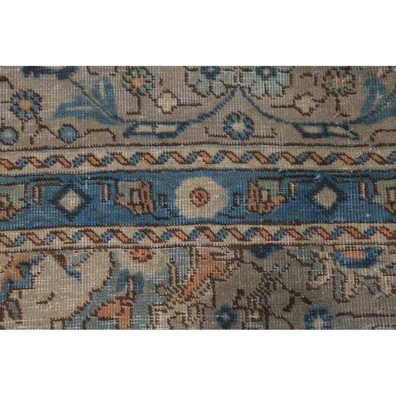 Distressed Tabriz Vintage Persian Area Rug Handmade Wool Carpet - 9'3" x 12'10"
