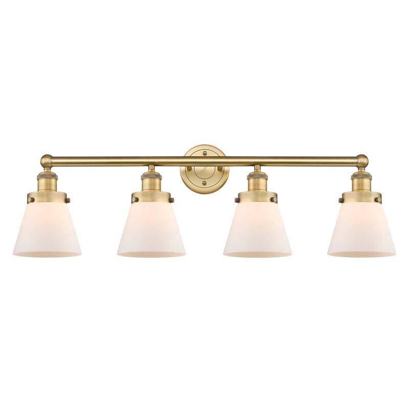 Innovations Lighting Cone - 4 Light 34" Bath Vanity Light - Brushed Brass/Matte White
