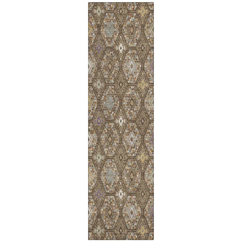 Machine Washable Indoor/ Outdoor Modern Hexi Chantille Rug