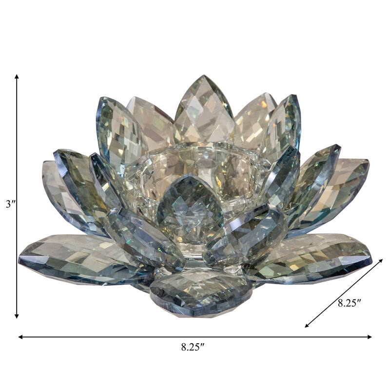 Iridescent Glass Crystal Lotus Votive Candle Holder