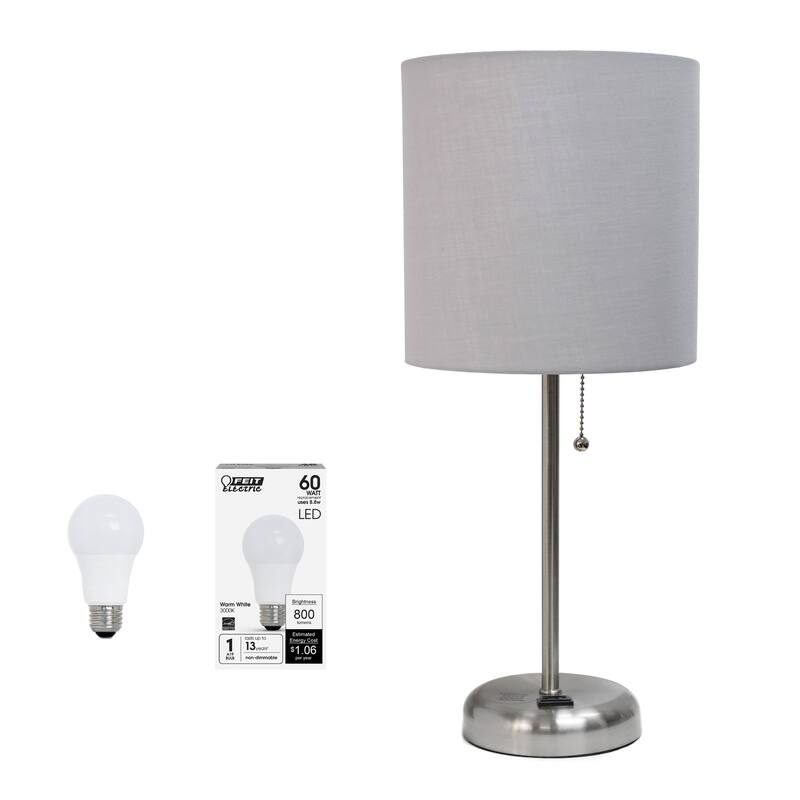 Stick Table Lamps with Drum Shade - 19.5" - Silver and Gray