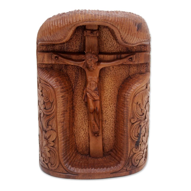 Novica Handmade Crucifixion Cross Wood Statuette