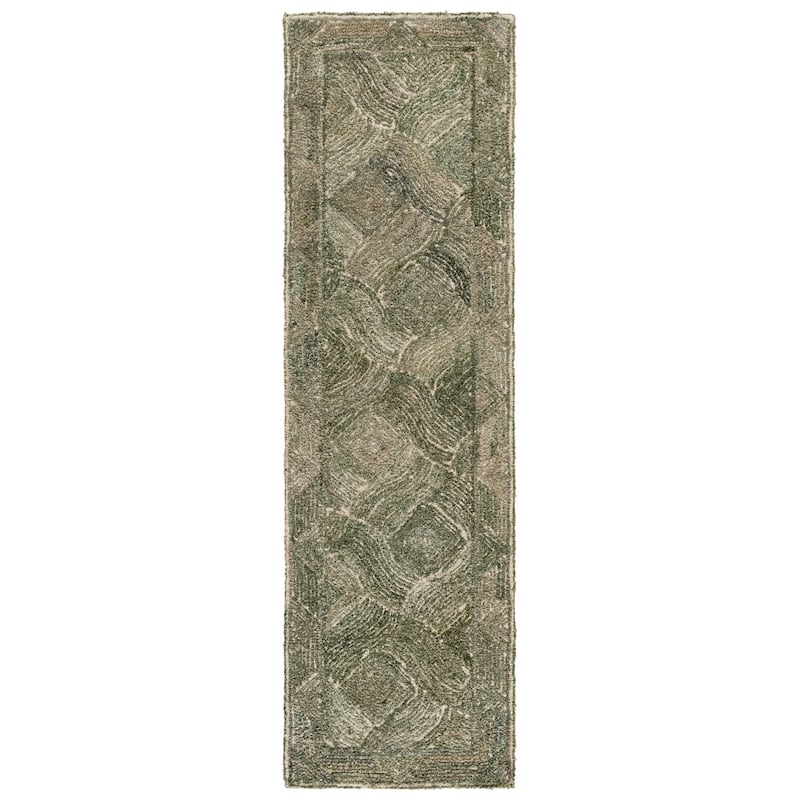 SAFAVIEH Handmade Marquee Mille Wool Rug - 2'3" x 8' Runner - Green/Ivory