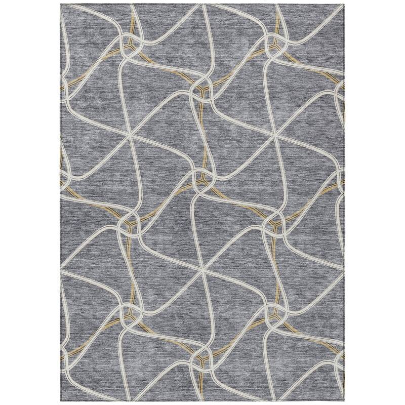 HomeRoots Geometric Contemporary Rectangle Outdoor Rug