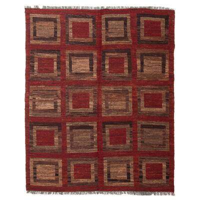 ECARPETGALLERY Flat-Weave Natural Red Wool Tapestry Kilim - 5'3 x 6'6