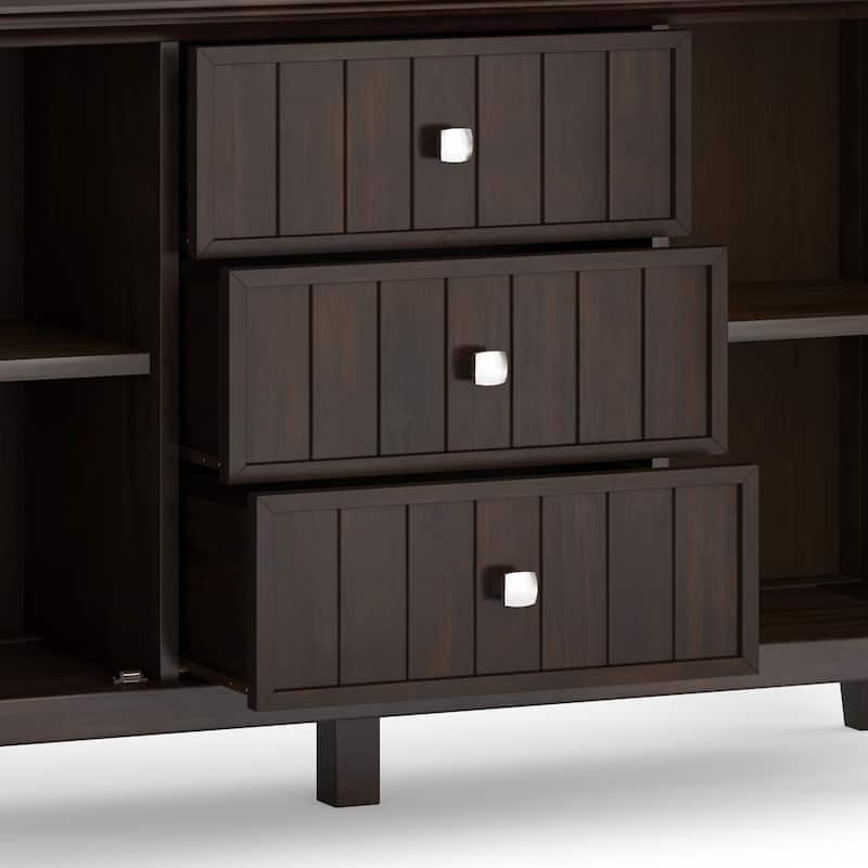 WYNDENHALL Freemont SOLID WOOD 54 inch Wide Transitional Sideboard Buffet in Dark Tobacco Brown - 17" D x 54" W x 30" H