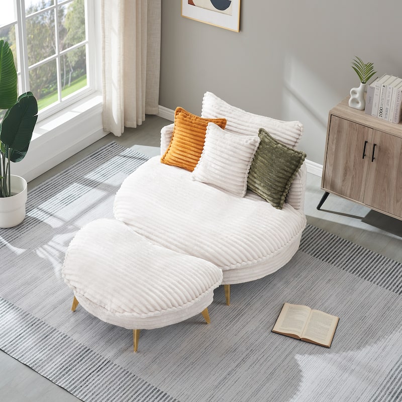Modern 65-Inch Corduroy Loveseat with Metal Trim, Perfect for Apartments & Offices