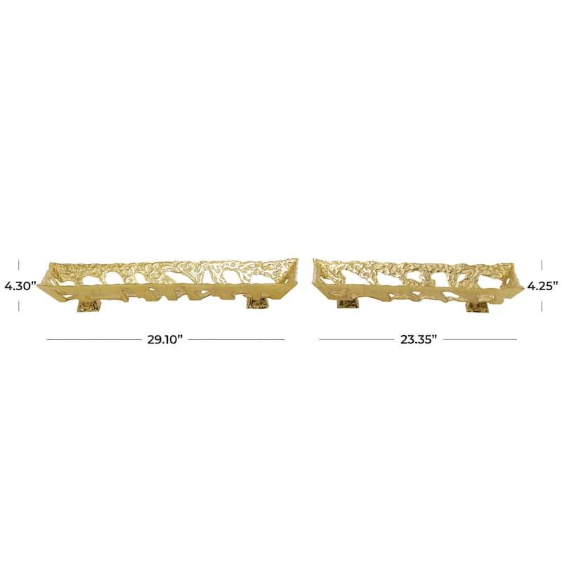 Aluminum Metal Living Room Decor Tray - Set of 2 Silver or Gold - Roche River Decor