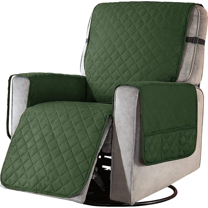 Subrtex Recliner Chair Cover Slipcover Reversible Protector Anti-Slip - Large - Dark Green