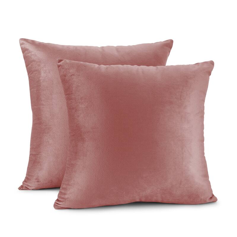 Porch & Den Cosner Microfiber Velvet Throw Pillow Covers (Set of 2) - 20" x 20" - Misty Rose