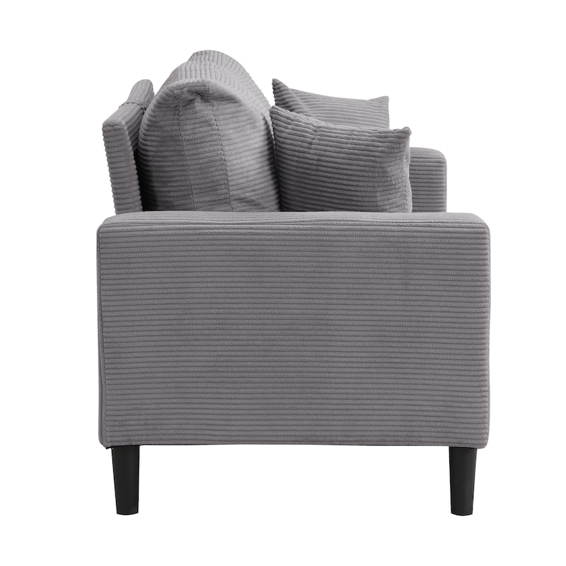5-Seat Corduroy Sofa Set (3-Seater + 2-Seater) with High-Density Sponge Cushions & Sturdy Hardwood Frame