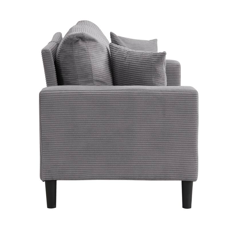 57 inch High Resilience Loveseat Wooden Frame 2 Seat Comfy Small Space Modern Upholstered Light Gray