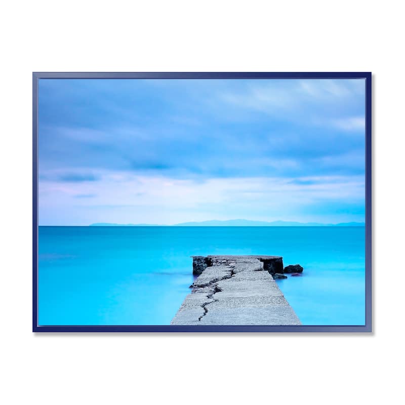 Designart "Broken Concrete Jetty" Seascape Framed Canvas Art Print