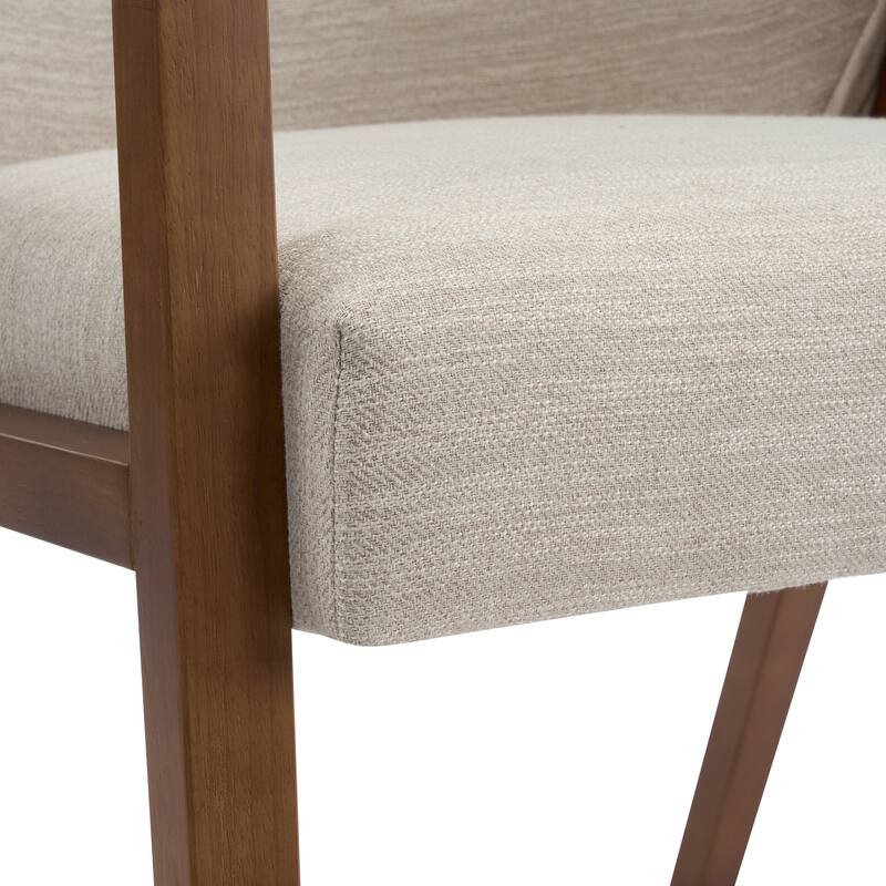 Christopher Knight Home - Modern Upholstered Dining Chair with Armrests and Walnut-Tone Wood