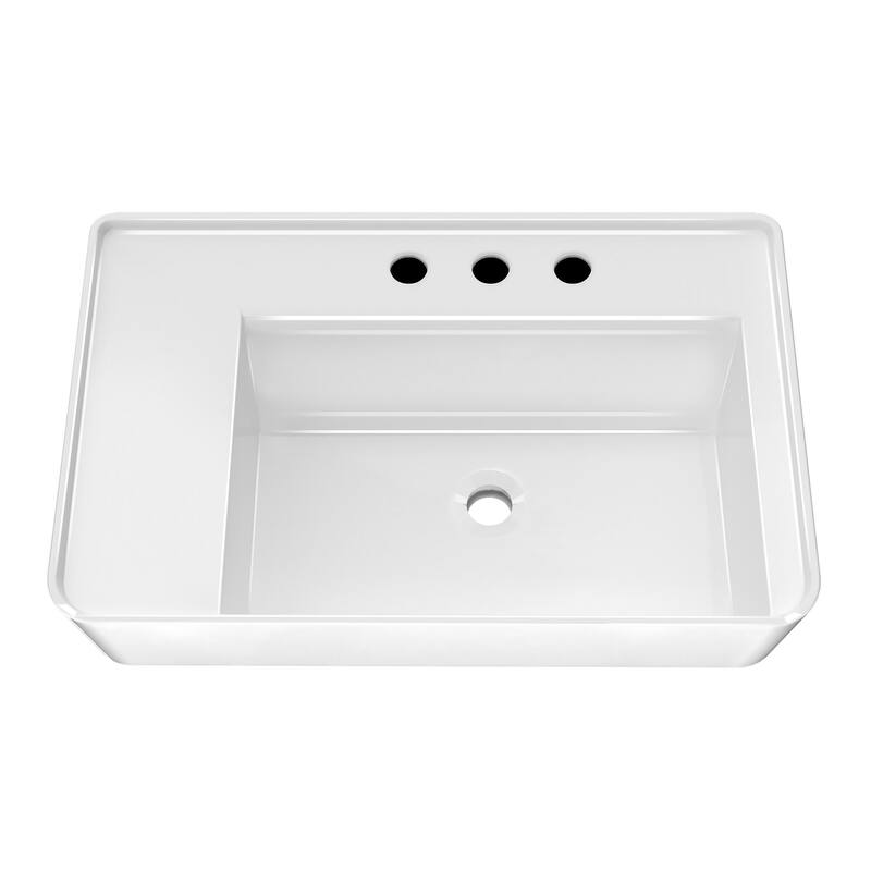 Whitehaus B-RA75-3H 29-1/2" Rectangular Vitreous China Wall Mounted